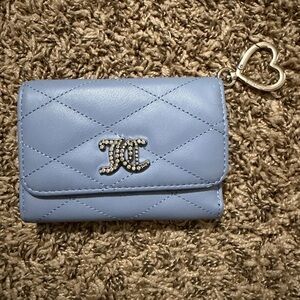 Juicy couture Quilted Blue Wallet with Heart Keychain